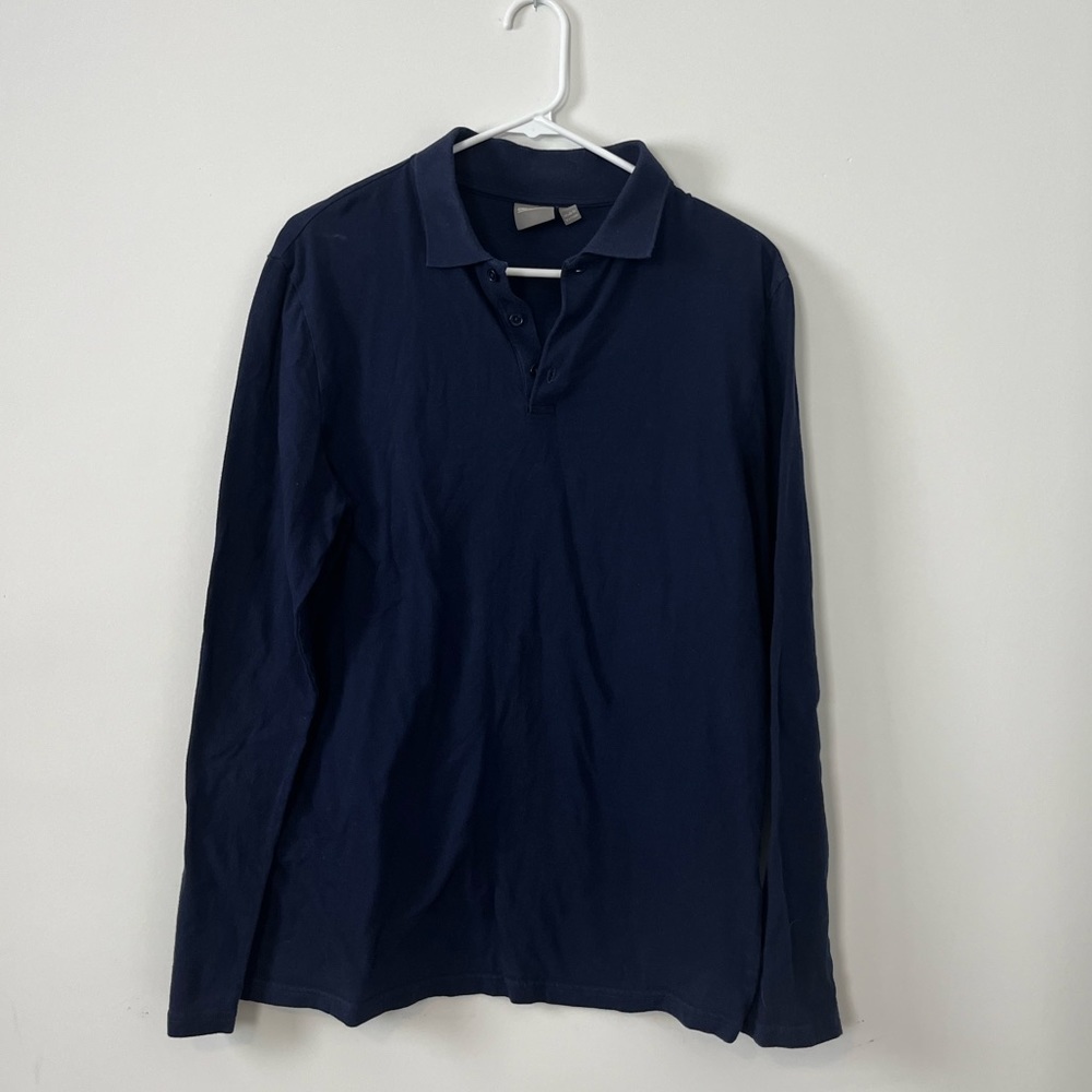 ASOS Men’s Long Sleeve Dark Blue Polo Size Medium